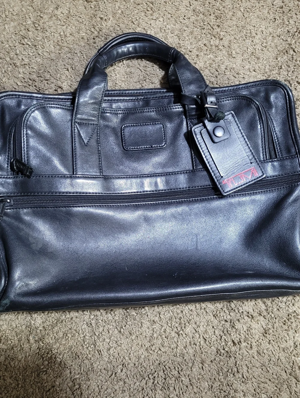 TUMI 907D3 GENUINE LEATHER SLIM BUSINESS BAG BRIEFCASE BLACK